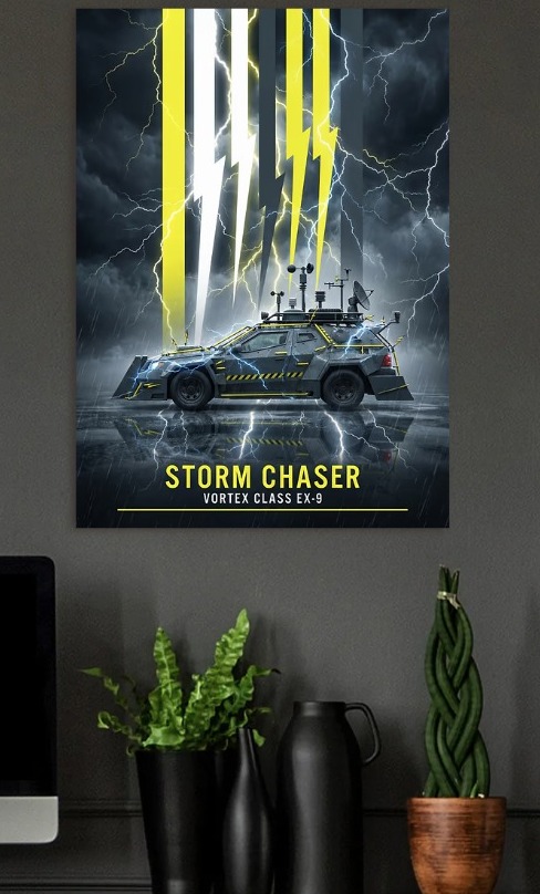Storm Chaser Vehicle Lightning — metal poster wall art by Lineer