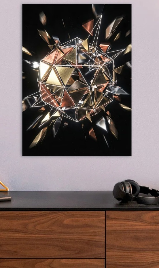 Abstract Geometric Explosion — metal poster wall art by Lineer