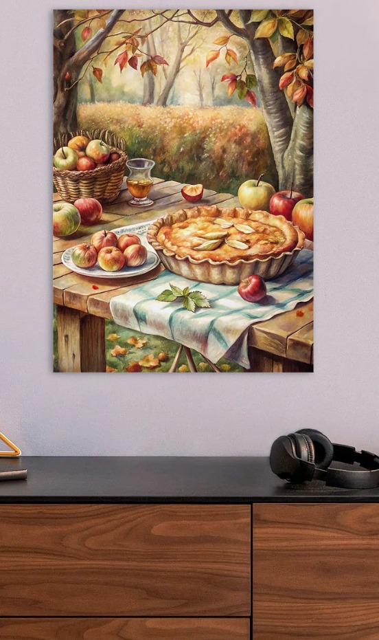 Autumn Apple Pie Still Life — metal poster wall art by Lineer