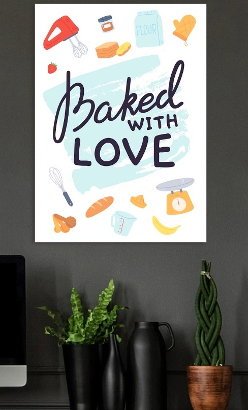 Baked with Love Illustration — metal poster wall art by Lineer