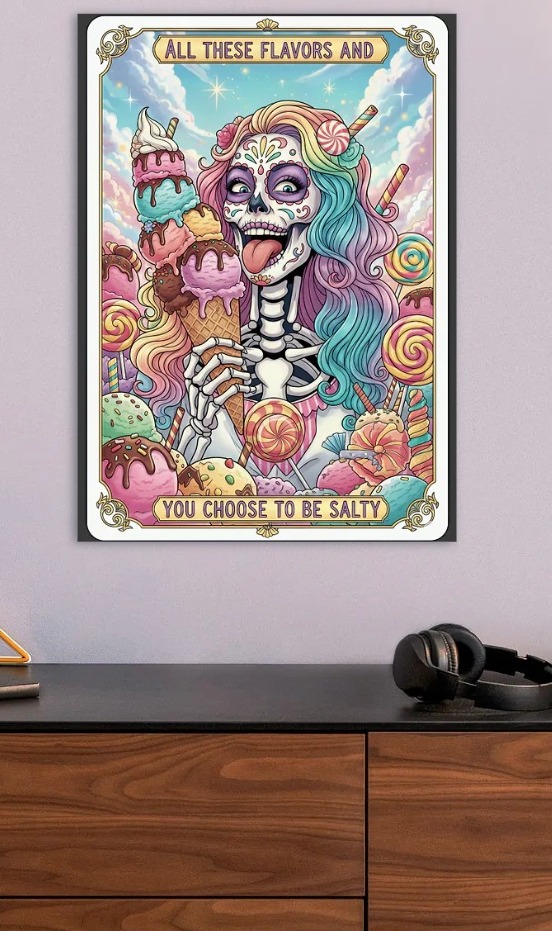 Candy Skull with Ice Cream — metal poster wall art by Lineer
