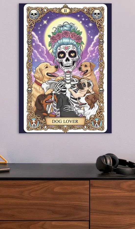 Dog Lover Tarot Card Illustration — metal poster wall art by Lineer