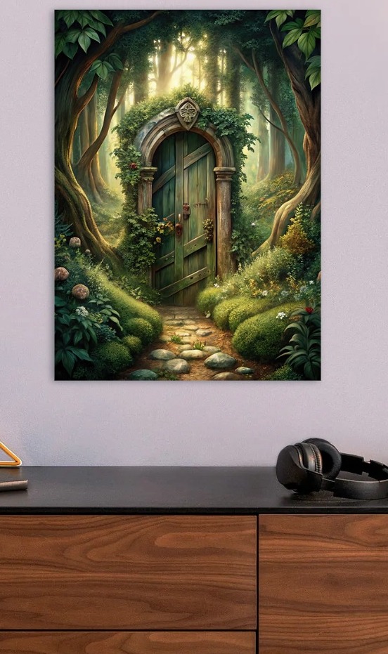 Enchanted Forest Doorway — metal poster wall art by Lineer