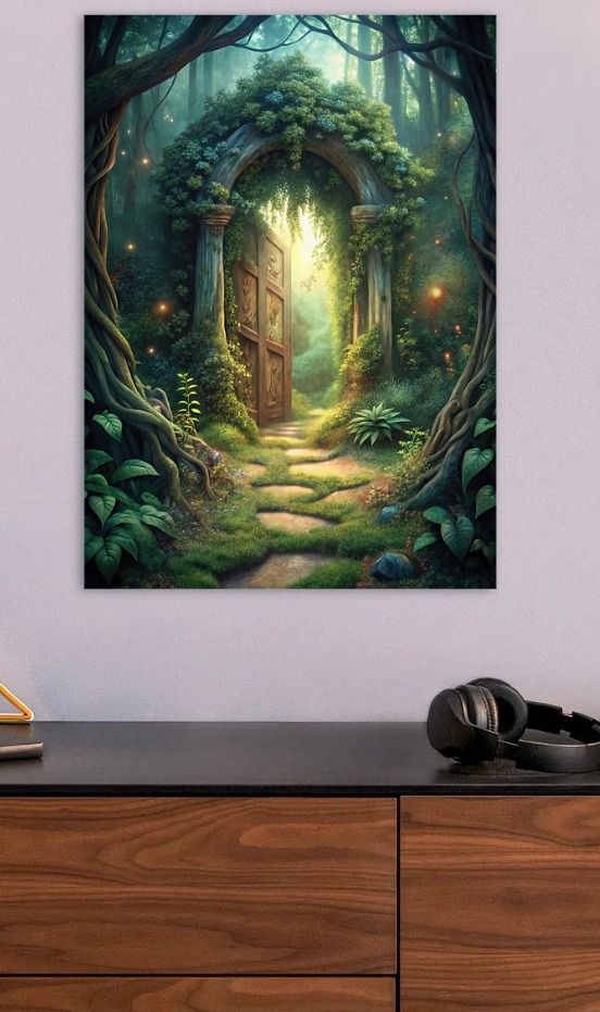 Enchanted Forest Gate — metal poster wall art by Lineer