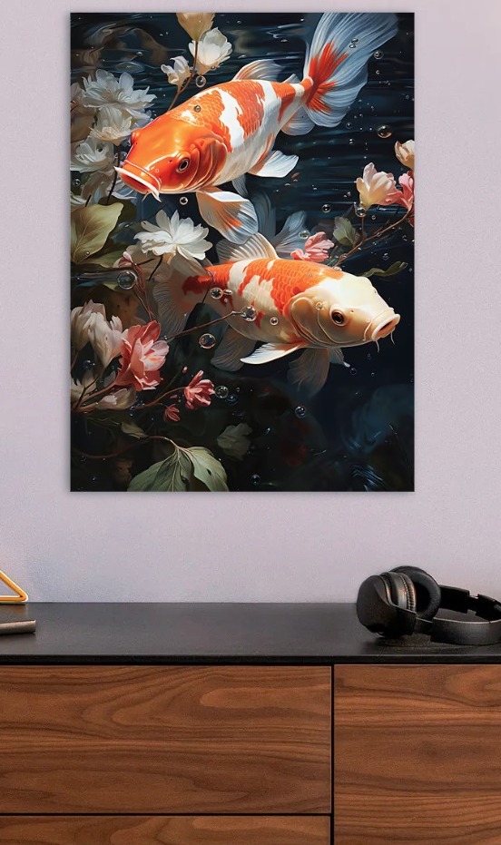 Koi Fish and Flowers
