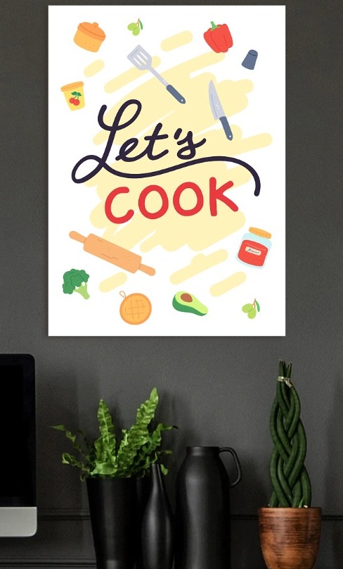 Lets Cook Illustration — metal poster wall art by Lineer