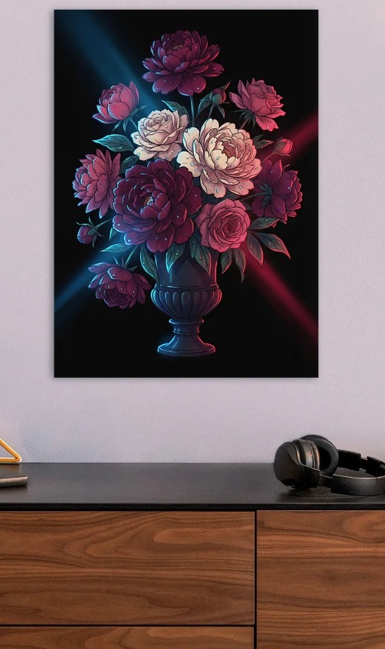 Pixel Art Floral Arrangement — metal poster wall art by Lineer