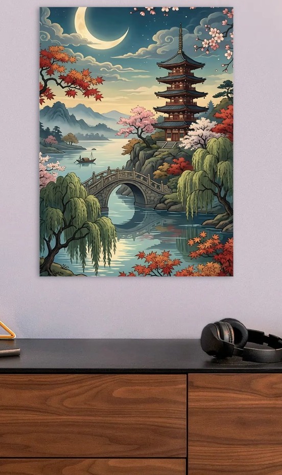 Pixel Art Japanese Pagoda Landscape