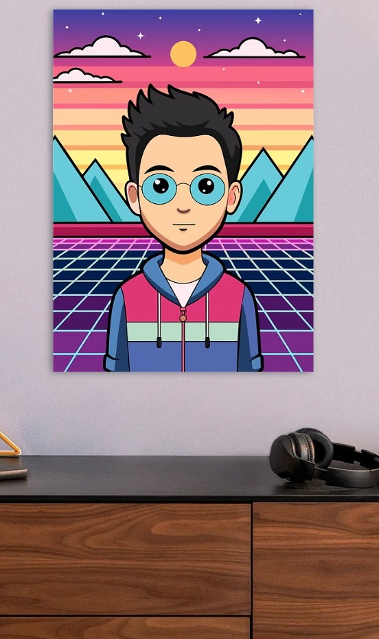 Retro Sunset Avatar — metal poster wall art by Lineer