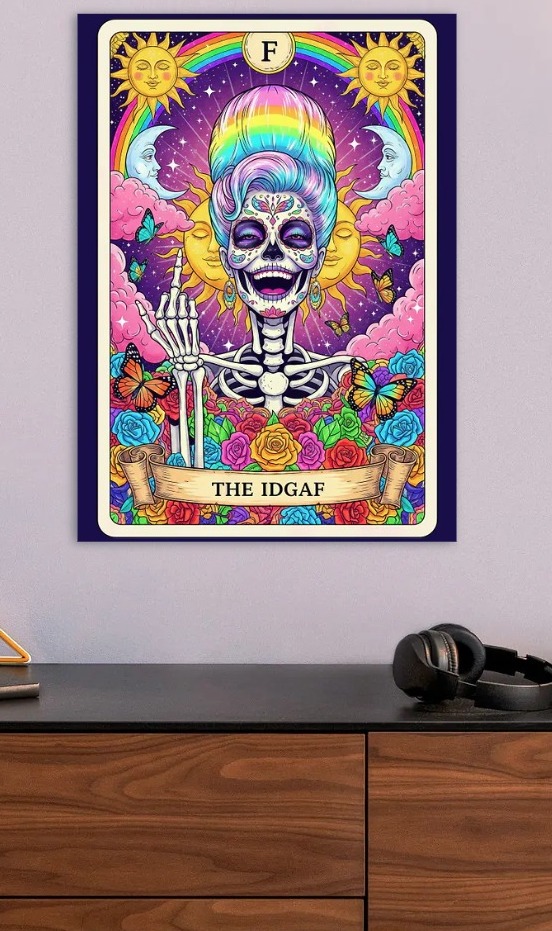 The IDGAF Tarot Card Illustration — metal poster wall art by Lineer