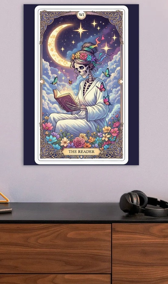 The Reader Tarot Card Illustration — metal poster wall art by Lineer