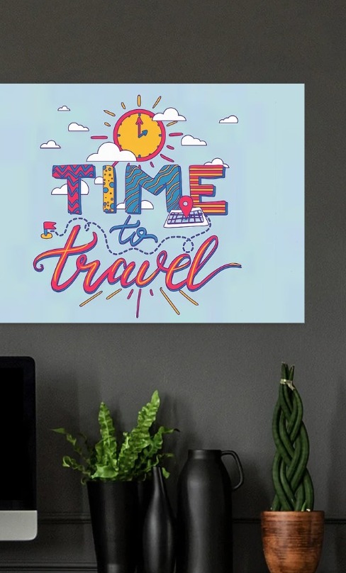 Time to Travel Illustration — metal poster wall art by Lineer