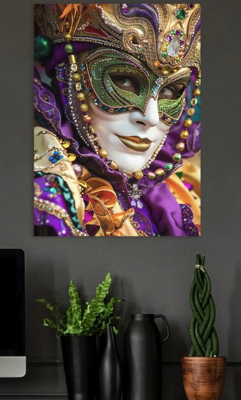 Venetian Mask Close-Up — metal poster wall art by Lineer