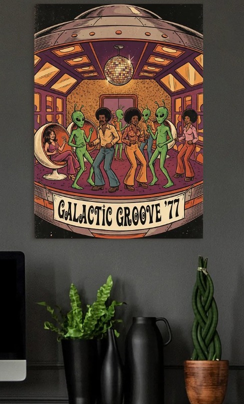 Galactic Groove 77 Disco Party — metal poster wall art by Lineer
