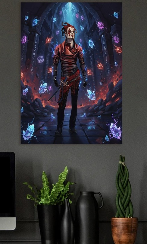 Jester Sorcerer in Crystal Chamber — metal poster wall art by Lineer