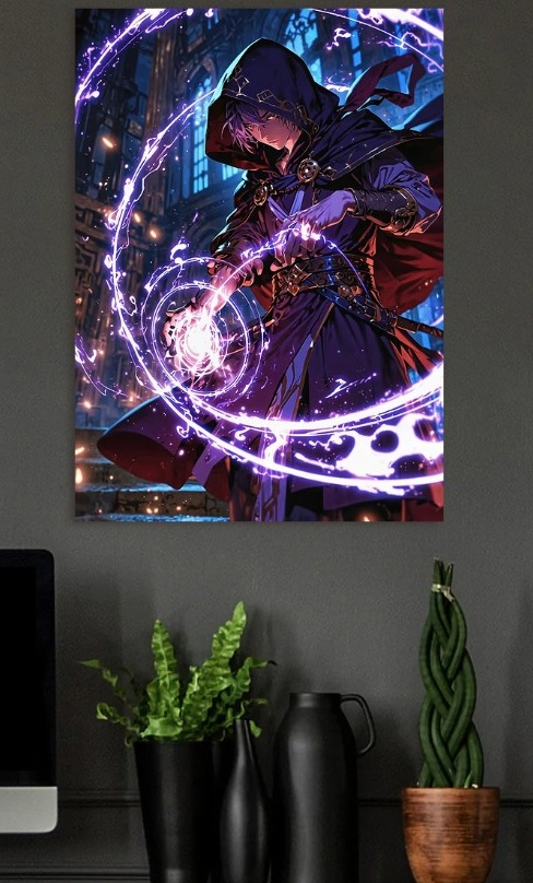 Mage of the Arcane Flame — metal poster wall art by Lineer