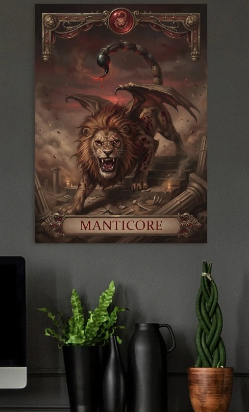 Manticore Creature Art — metal poster wall art by Lineer