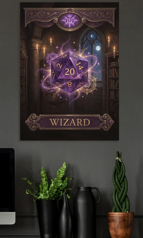 Wizard D20 Dice Magic — metal poster wall art by Lineer