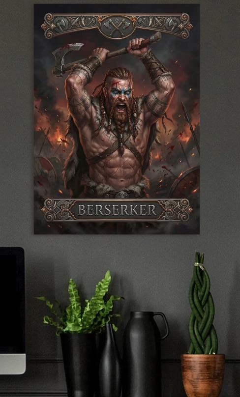 Berserker Viking Warrior — metal poster wall art by Lineer
