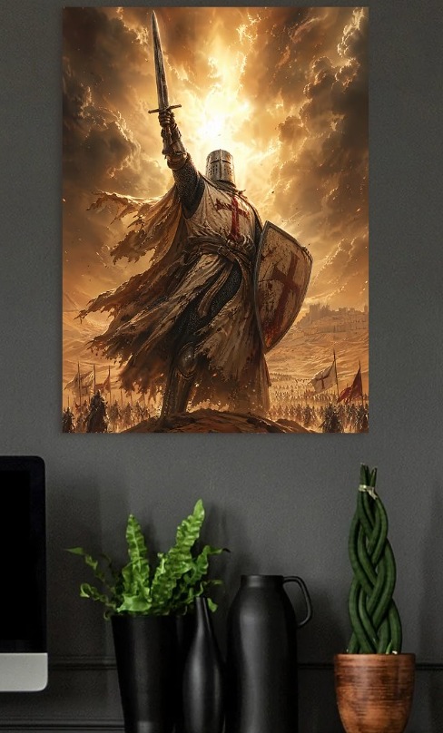 Templar Knight Raising Sword