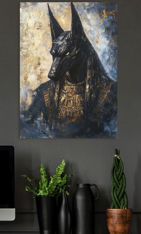 Anubis Egyptian God Painting — metal poster wall art by Lineer