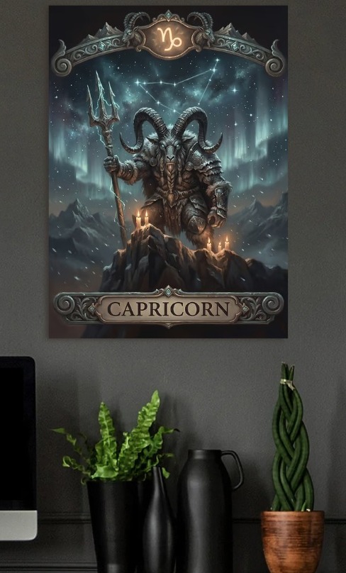 Capricorn Zodiac Warrior — metal poster wall art by Lineer