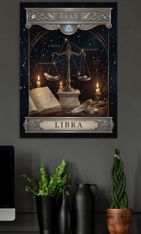 Libra Zodiac Constellation Art — metal poster wall art by Lineer