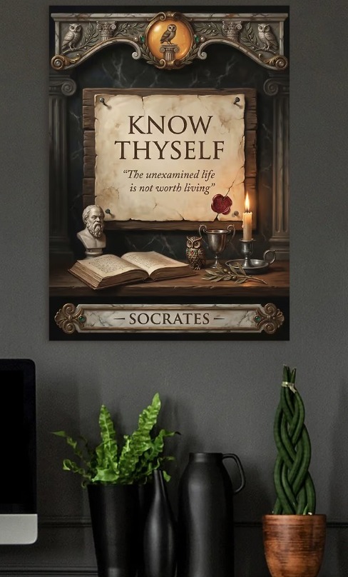 Socrates Know Thyself Painting — metal poster wall art by Lineer
