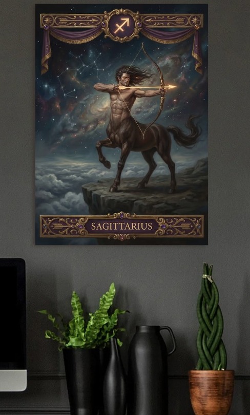 Sagittarius Centaur Archer in Space — metal poster wall art by Lineer