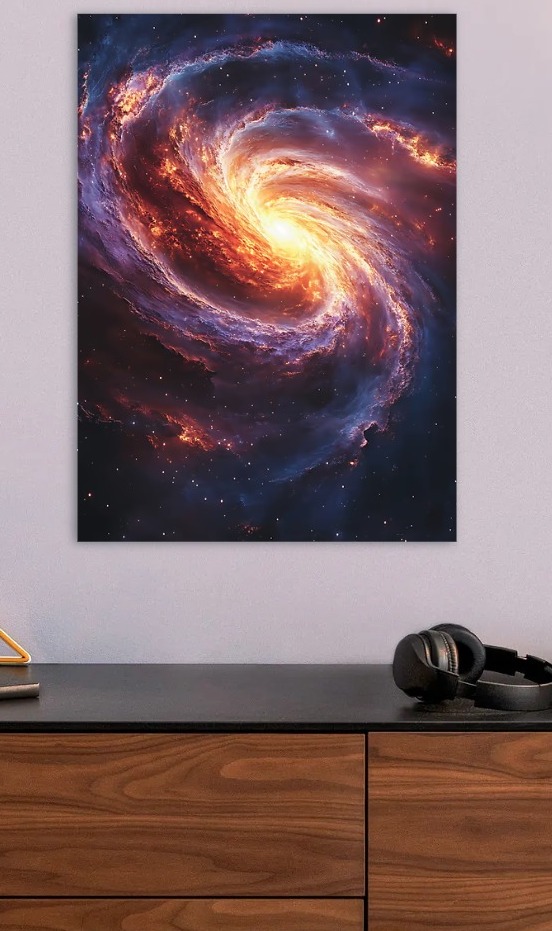 Vibrant Spiral Galaxy — metal poster wall art by Lineer