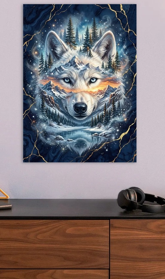 Wolf Spirit Landscape — metal poster wall art by Lineer